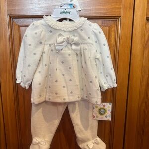 Little Me Cream and Gray Polka Dot Baby Set NWT - 6 month